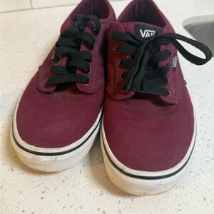 Vans Low-Top Canvas Sneakers in Burgundy with Black Laces